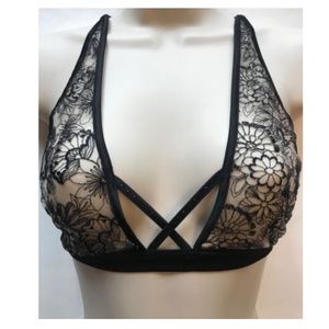 NEW VICTORIA'S SECRET Luxe Lingerie Floral Embroidered Triangle Bralette Bra
